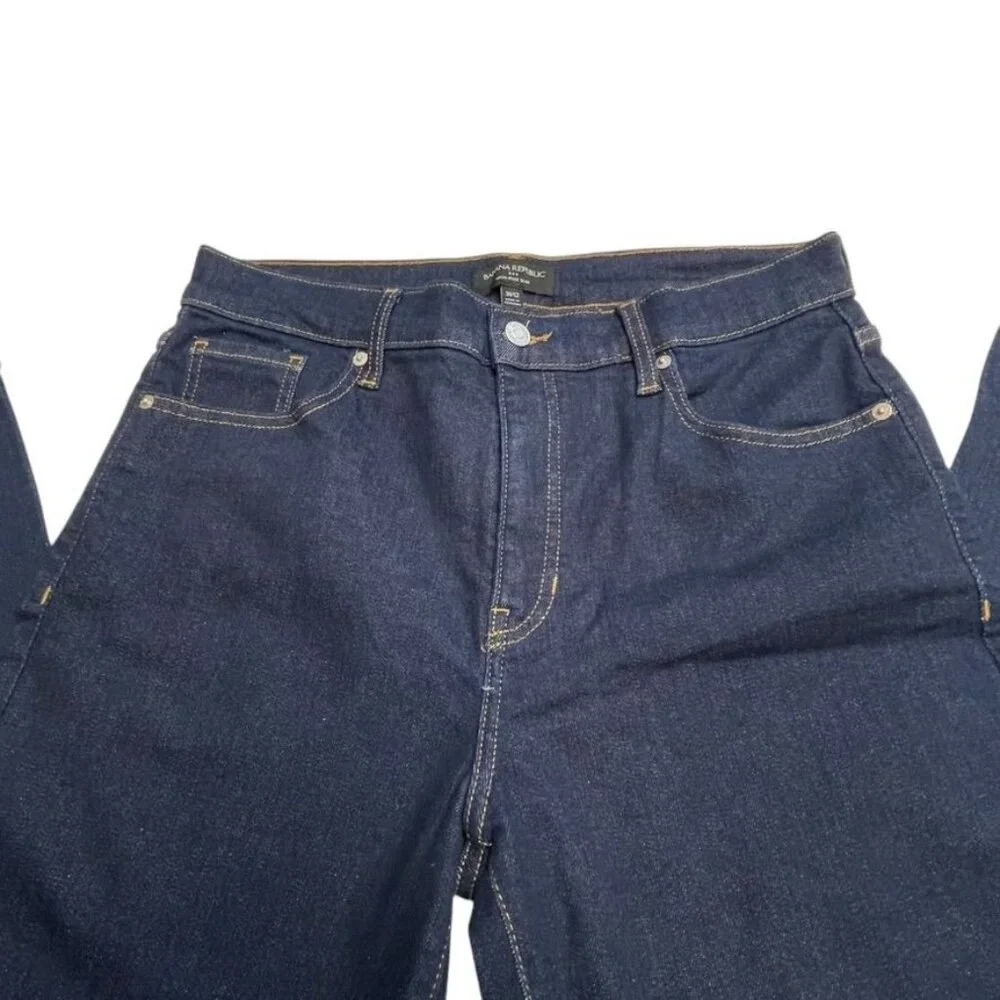 Banana Republic Dark Blue Wash Jeans Women’s Size 31/12 Slim Straight Mid Rise - Picture 5 of 9